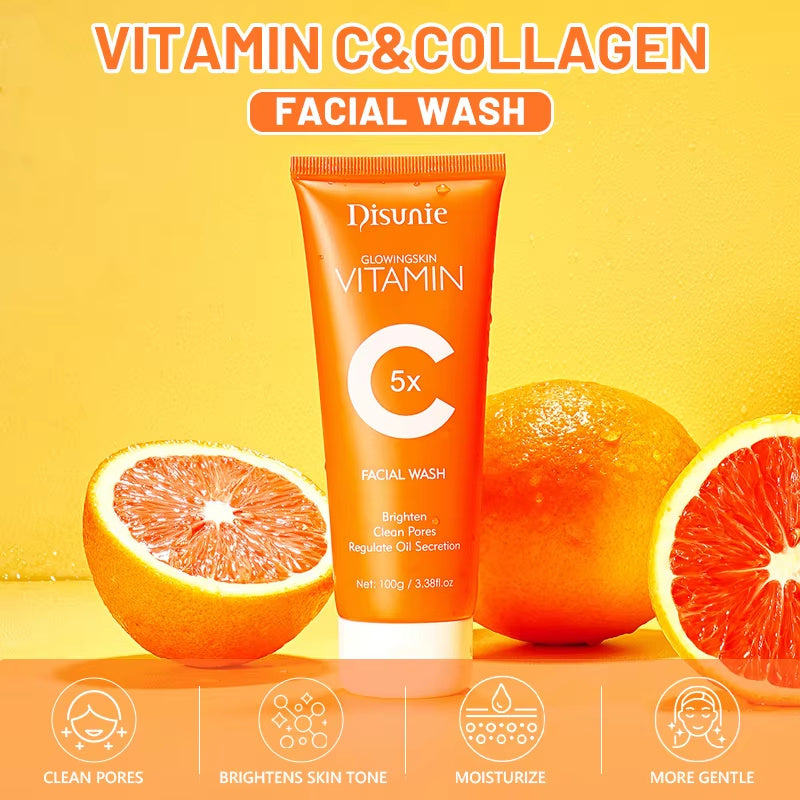 Vitamin C Amino Acid Facial Cleanser Face Glow And Cleans Whitening Brightening Oil Control Face Wash For Men Women - lotbak