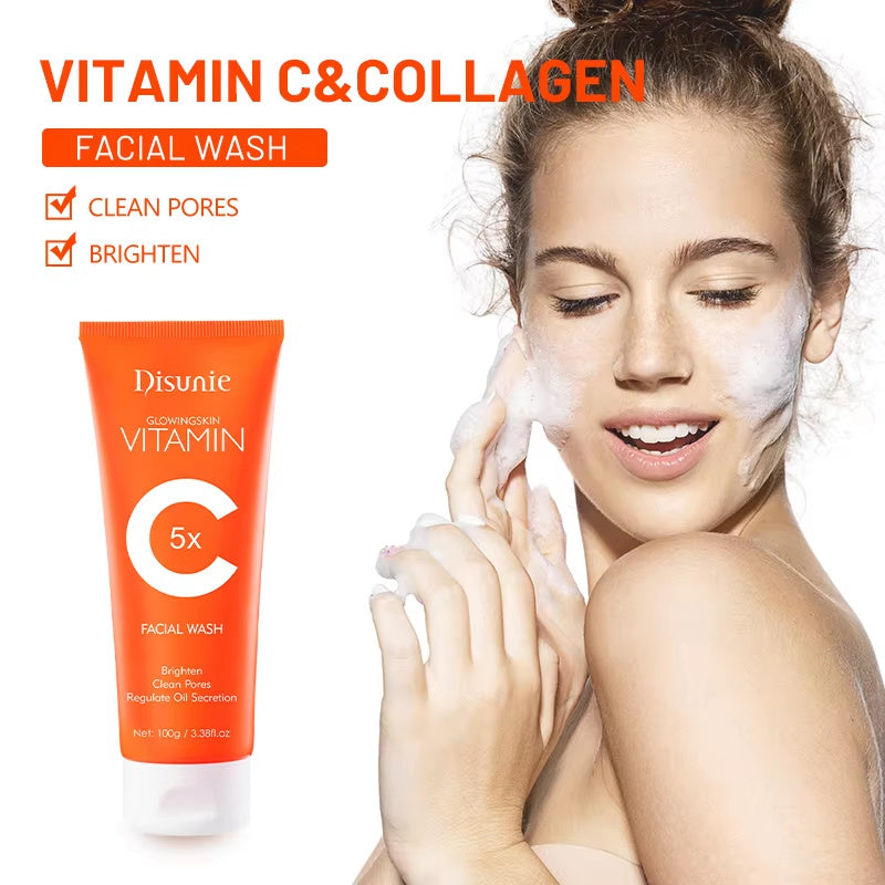 Vitamin C Amino Acid Facial Cleanser Face Glow And Cleans Whitening Brightening Oil Control Face Wash For Men Women - lotbak