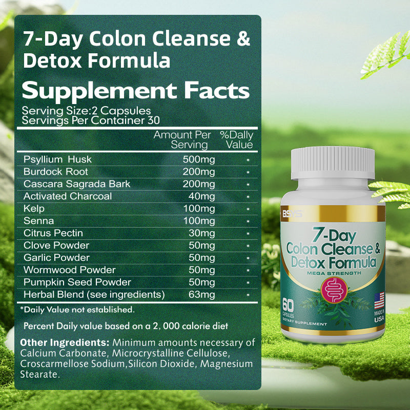 7-Day Colon Cleanse & Detox Formula Capsulese - lotbak